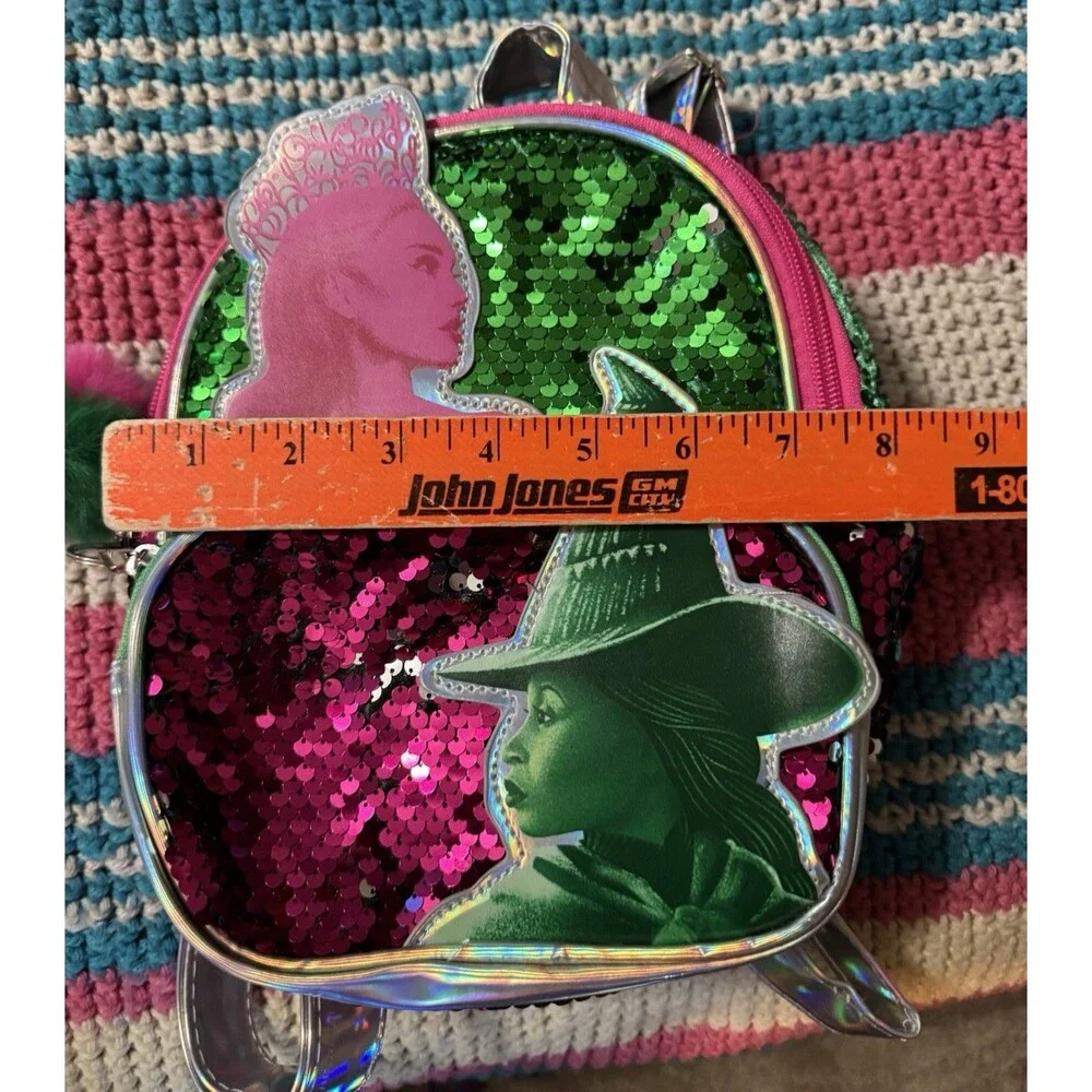 Wicked Movie Glinda Elphaba Mini Backpack Sequin Green Pink Universal Studios